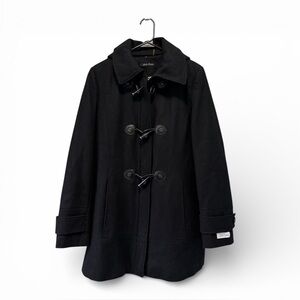 Calvin Klein Women's Black Wool Blend Coat w/ Full Zip Toggle Buttons Sz 10